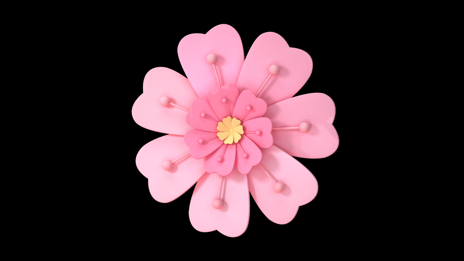 C4D立体3D三维粉色花朵开放花朵视频的预览图