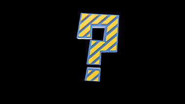C4D立体三维黄色斜边条纹方块蓝色底问号视频的预览图
