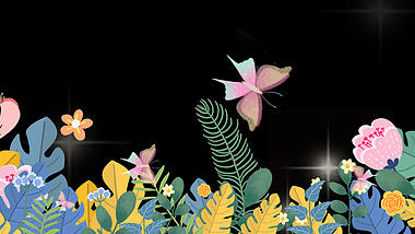 原创春季蝴蝶飞舞花草装饰视频边框视频的预览图