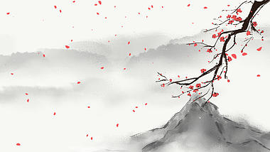 原创中国风水墨山脉灰色复古视频动态古风背景视频的预览图