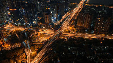 4K航拍延时城市夜景杭州复兴立交视频的预览图
