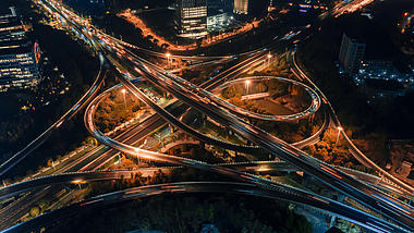 4K航拍延时城市夜景交通杭州中兴立交视频的预览图