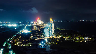 4k航拍三亚海棠湾城市旅游夜景延时视频的预览图