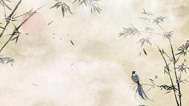 原创工笔画竹子鸟古风山水古典中国风视频背景视频的预览图