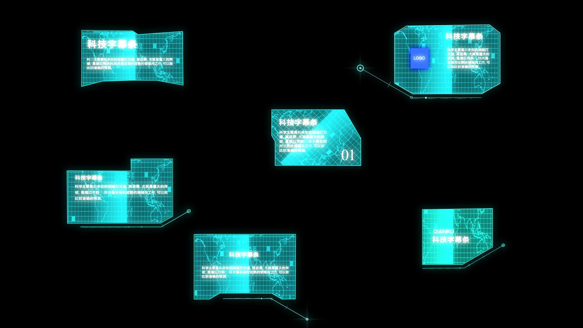 科技HUD动态扫描标题字幕条AE模板视频的预览图