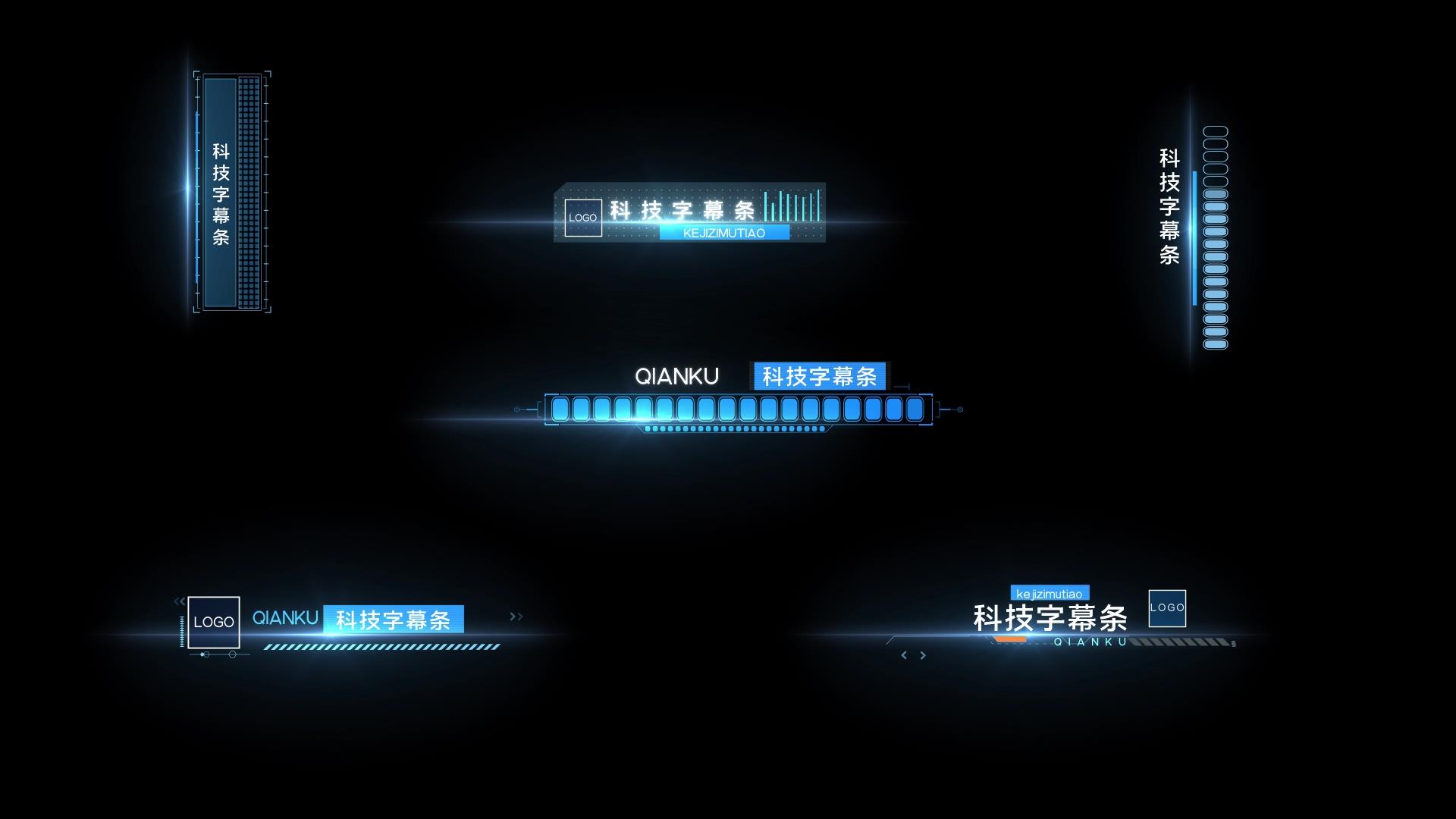 蓝色简洁粒子光效科技感标题字幕条AE模板视频的预览图