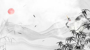 原创中国风仙鹤竹子黑白水墨视频动态背景视频的预览图