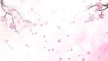 原创古风花鸟桃花粉色水墨渐变中国风视频动态背景视频的预览图