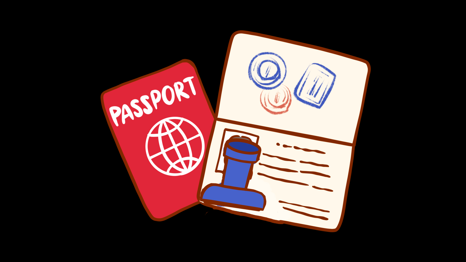 护照盖章出国旅游安检视频的预览图