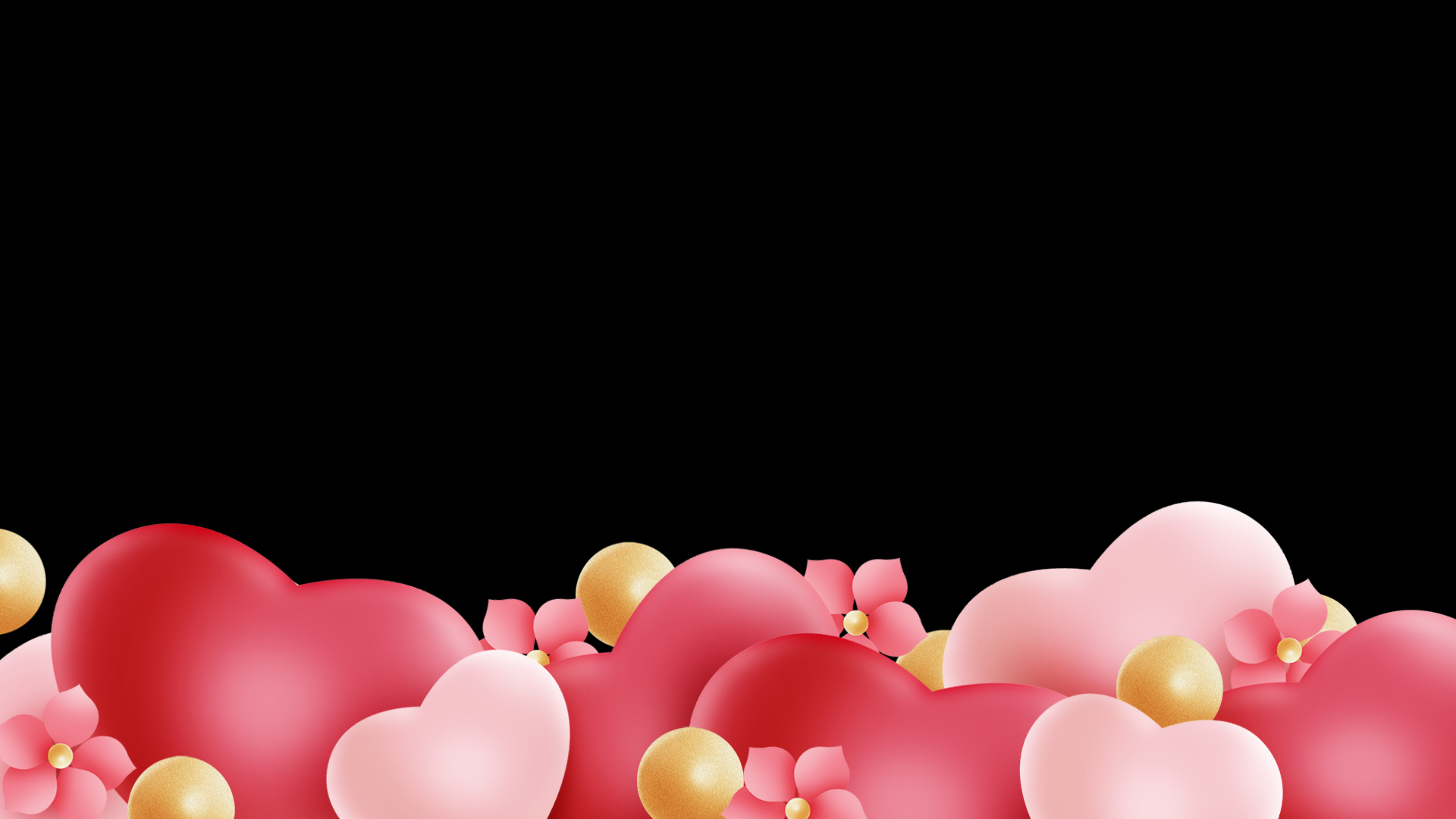 跳动的爱心花朵底边立体粉色视频动态边框视频的预览图