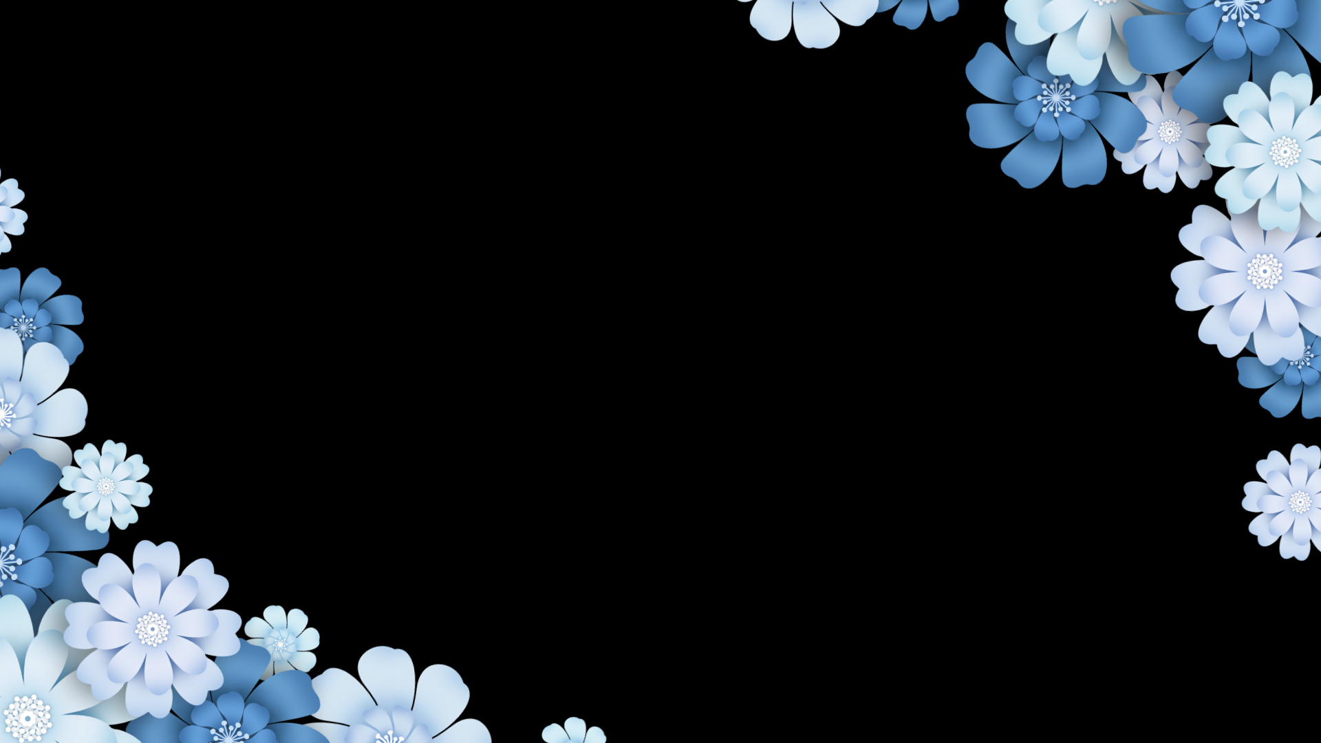 简约蓝色剪纸花卉视频动态边框视频的预览图