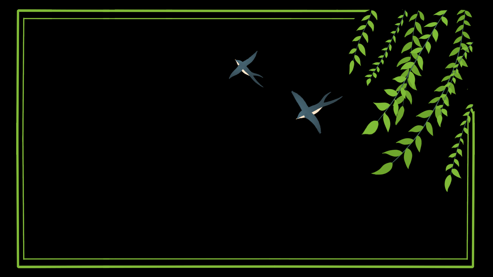 春天绿色植物燕子边框视频动态边框视频的预览图