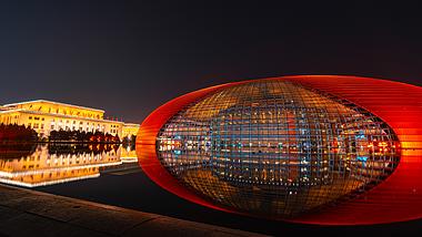 8K震撼延时北京人民大会堂大剧院夜景视频的预览图