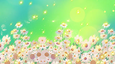 原创梦幻星星春天手绘小花绿色渐变唯美视频背景视频的预览图