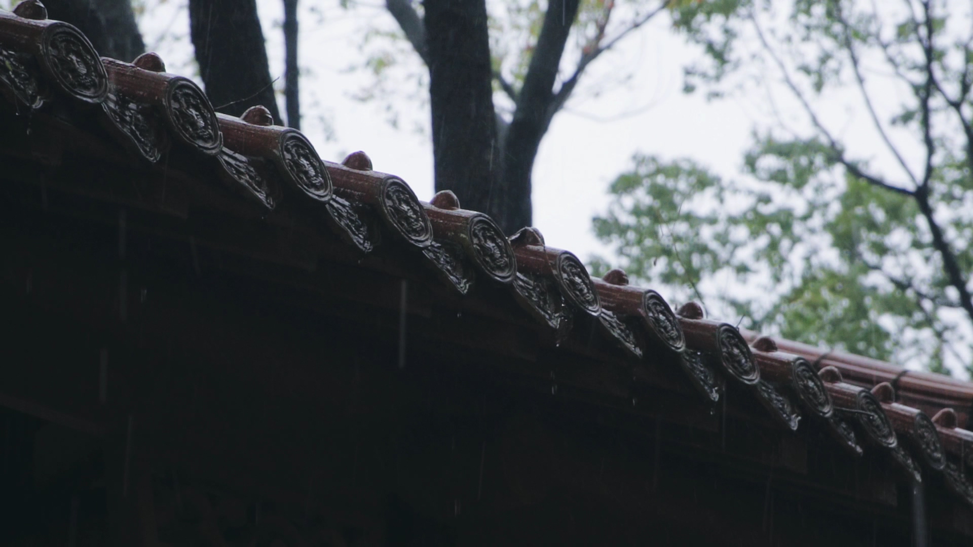 1080P实拍古风建筑屋檐雨滴升格慢动作视频的预览图