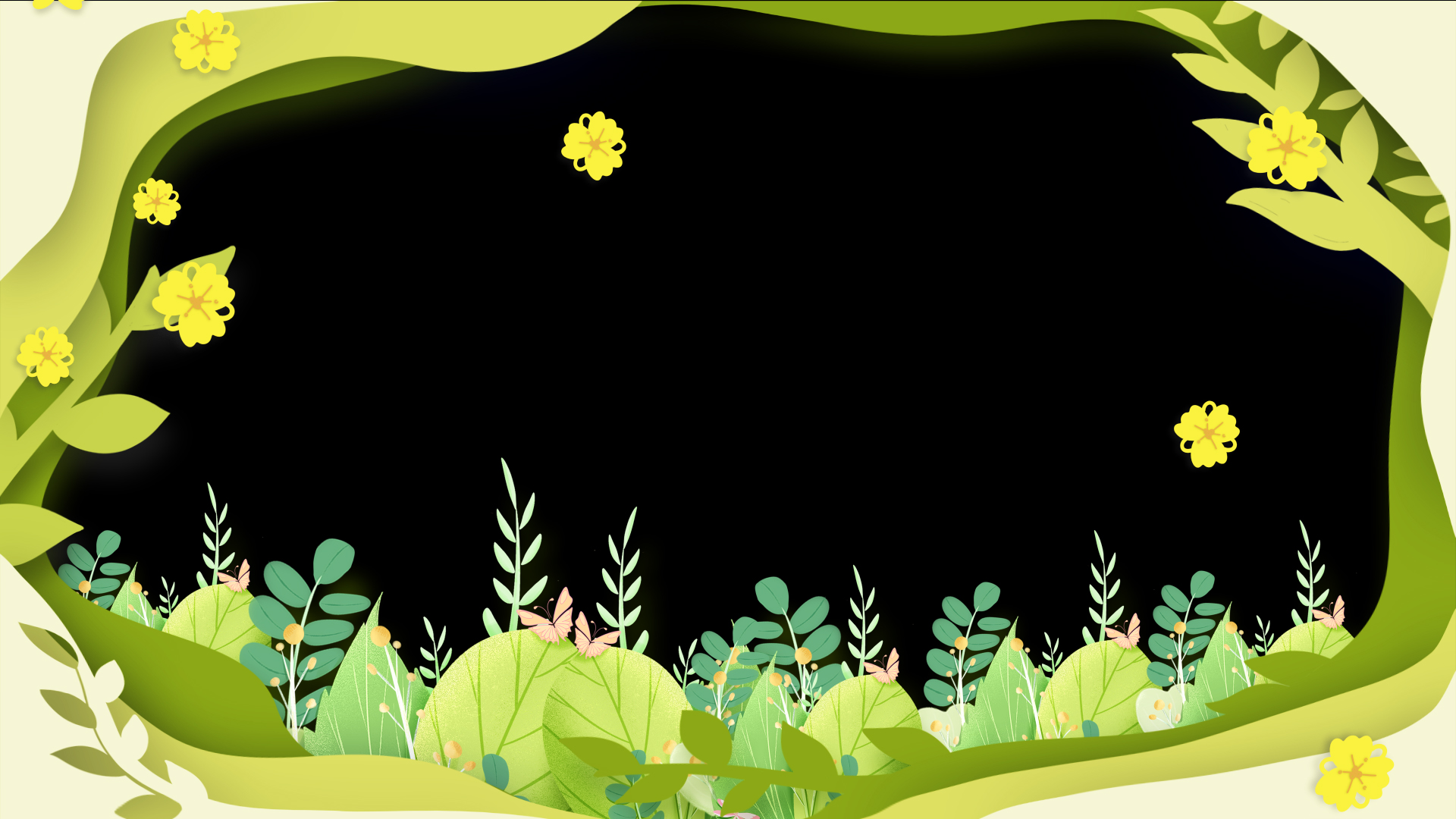 原创春天植物绿色剪纸风清新视频边框视频的预览图