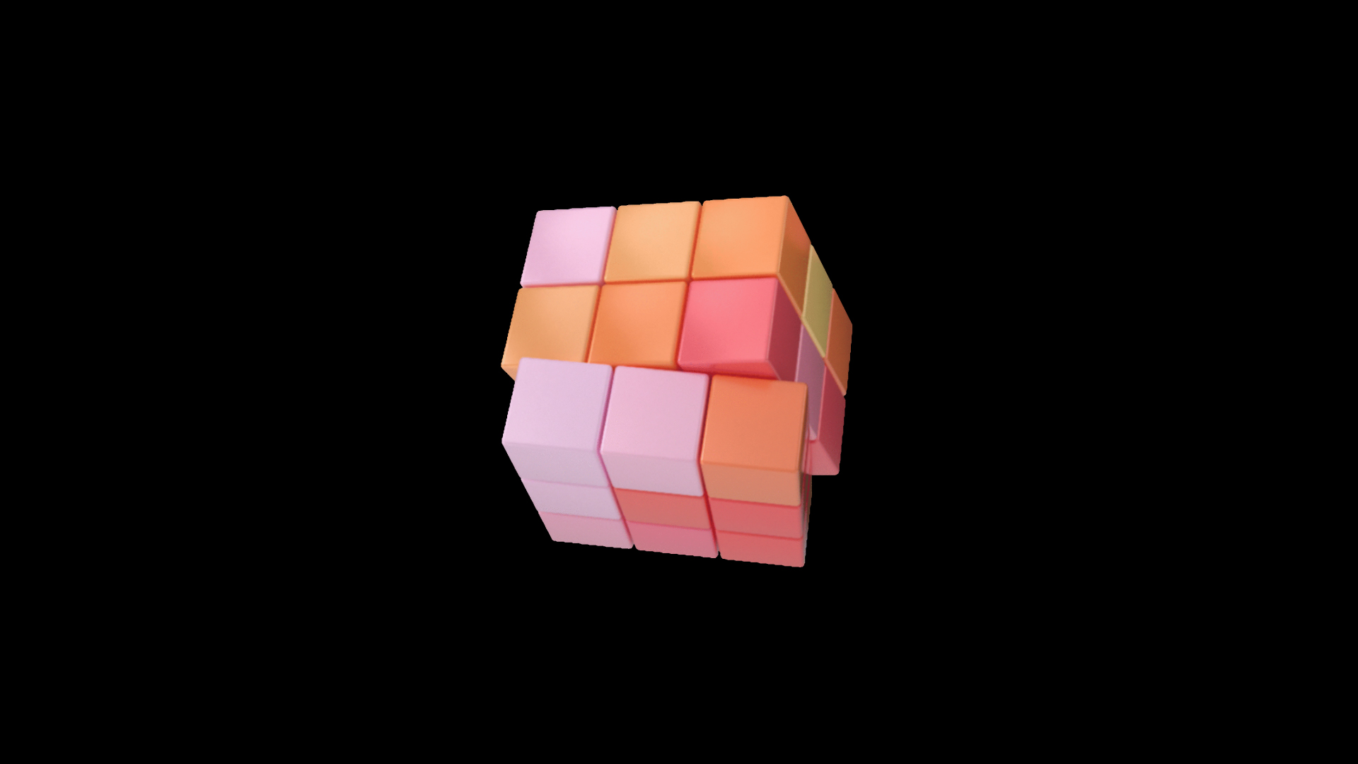 橘色C4D旋转魔方3d益智玩具立体素材视频的预览图