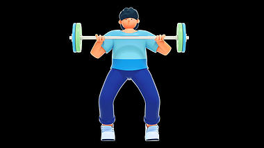 3D立体C4D动作运动锻炼健身举重人物带通道素材视频的预览图
