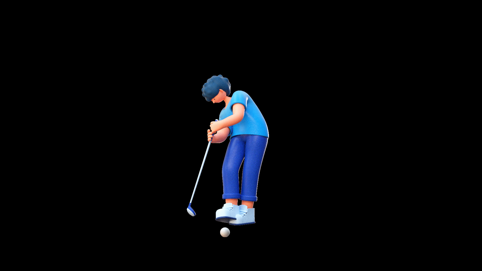 运动比赛高尔夫球人物3D立体C4D带通道素材视频的预览图