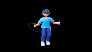 运动人物跳绳3D立体c4d带通道素材视频的预览图