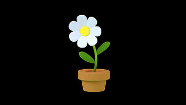 C4D白色3D立体盆栽花朵植物带通道素材视频的预览图