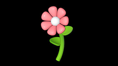 C4D可爱粉色3D立体花朵生长带通道素材视频的预览图