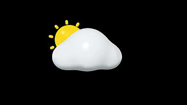 C4D天气3D云朵太阳多云立体带通道素材视频的预览图