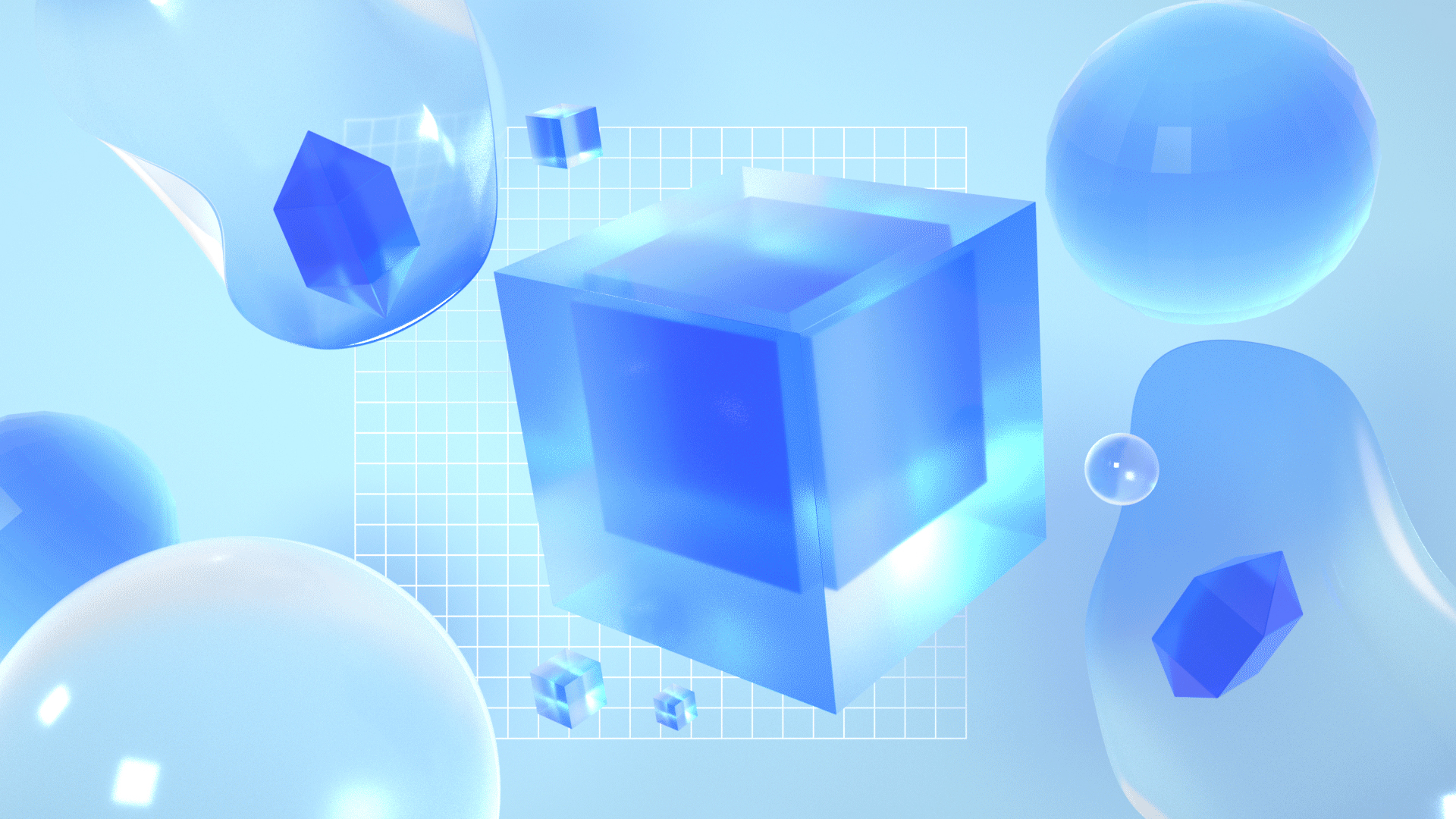 C4D立体3d极简玻璃渐变玻璃水晶材质视频背景视频的预览图