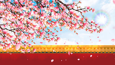 春季唯美古风桃花视频动态背景视频的预览图
