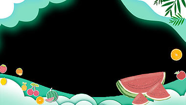 原创夏季水果西瓜绿色简约卡通视频边框视频的预览图
