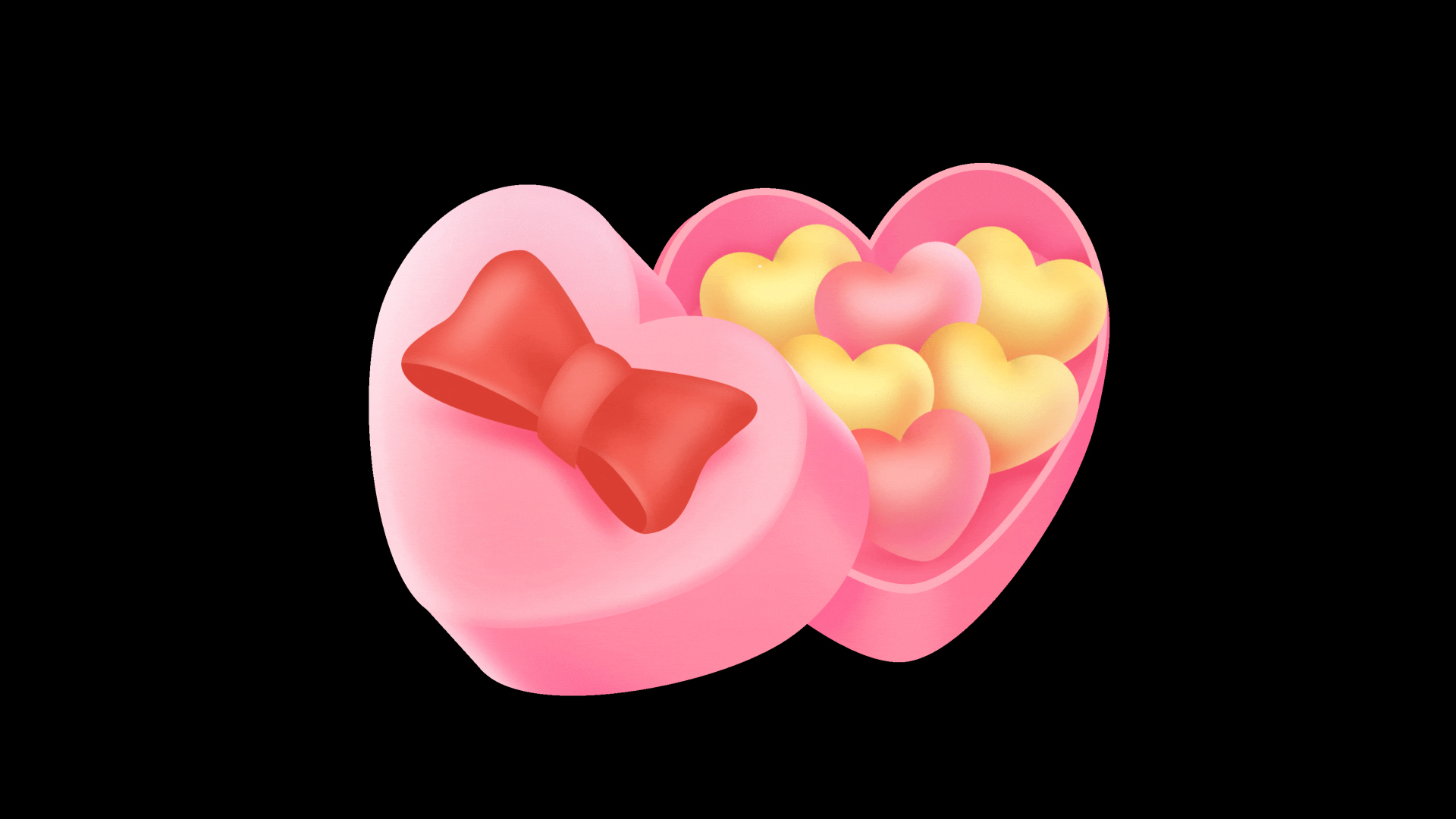 原创情人节爱心礼盒立体3D心形浪漫粉色视频的预览图