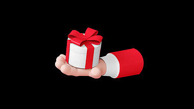 圣诞圣诞节手拿礼包送礼物双旦红色带通道素材视频的预览图