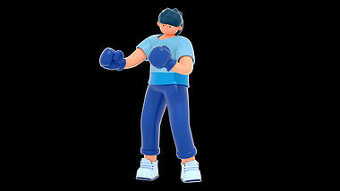 3D立体C4D动作运动锻炼拳击人物3D带通道素材视频的预览图