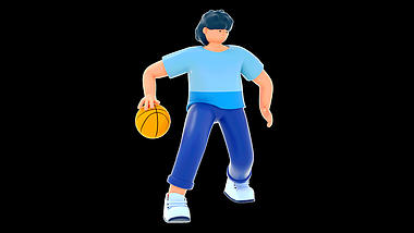 3D立体C4D动作篮球比赛人物运动带通道素材视频的预览图