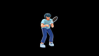 C4D立体3D人物打网球挥拍动作网球带通道素材视频的预览图