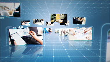 科技感网格隧道图片穿梭企业LOGO展示演绎片头视频的预览图