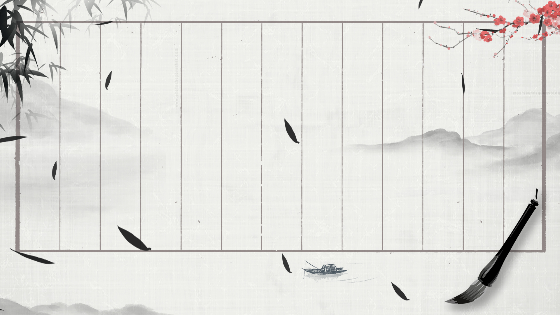 原创水墨信纸山水竹子白色中国风书法视频背景视频的预览图
