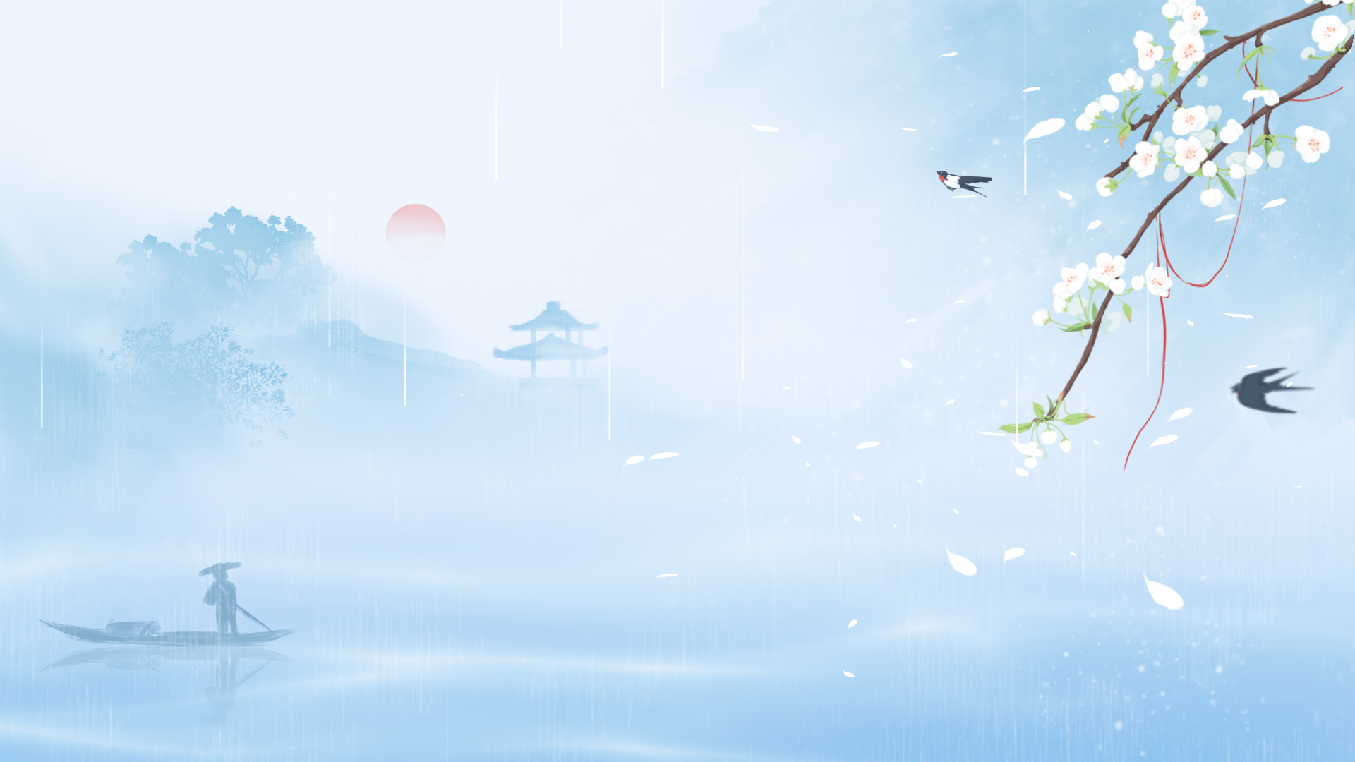 原创谷雨古风意境山水水墨中国风海报背景视频的预览图