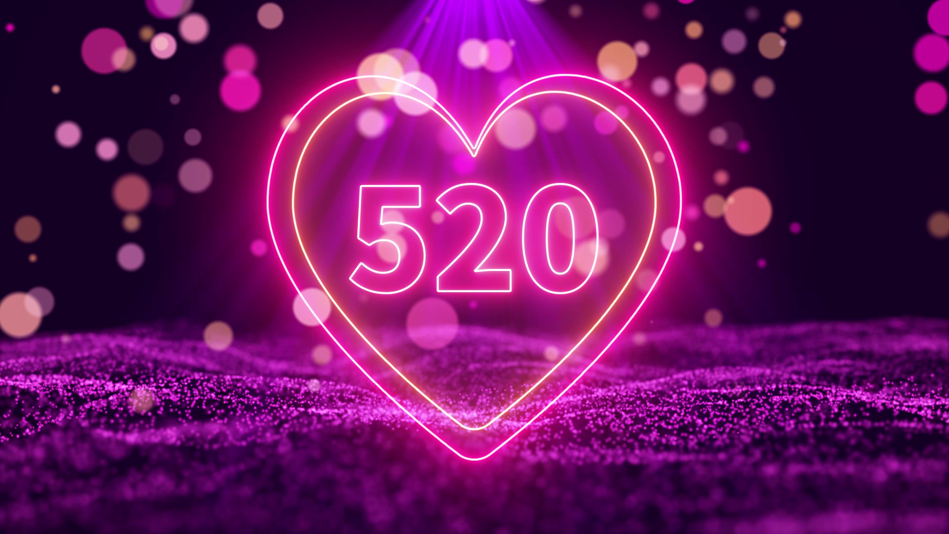 紫色浪漫发光爱心520梦幻视频动态背景视频的预览图