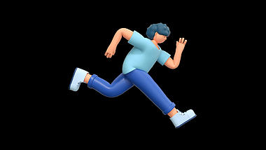 C4D立体3D男性人物奔跑跑步带通道素材视频的预览图