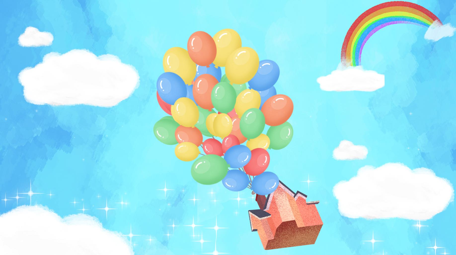 原创儿童节梦想气球房屋背景视频ae模版视频的预览图