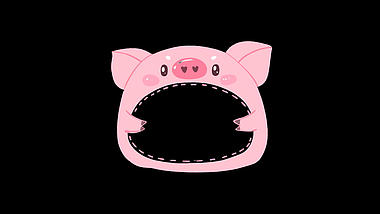 卡通呆萌小粉猪动物头像边框视频的预览图