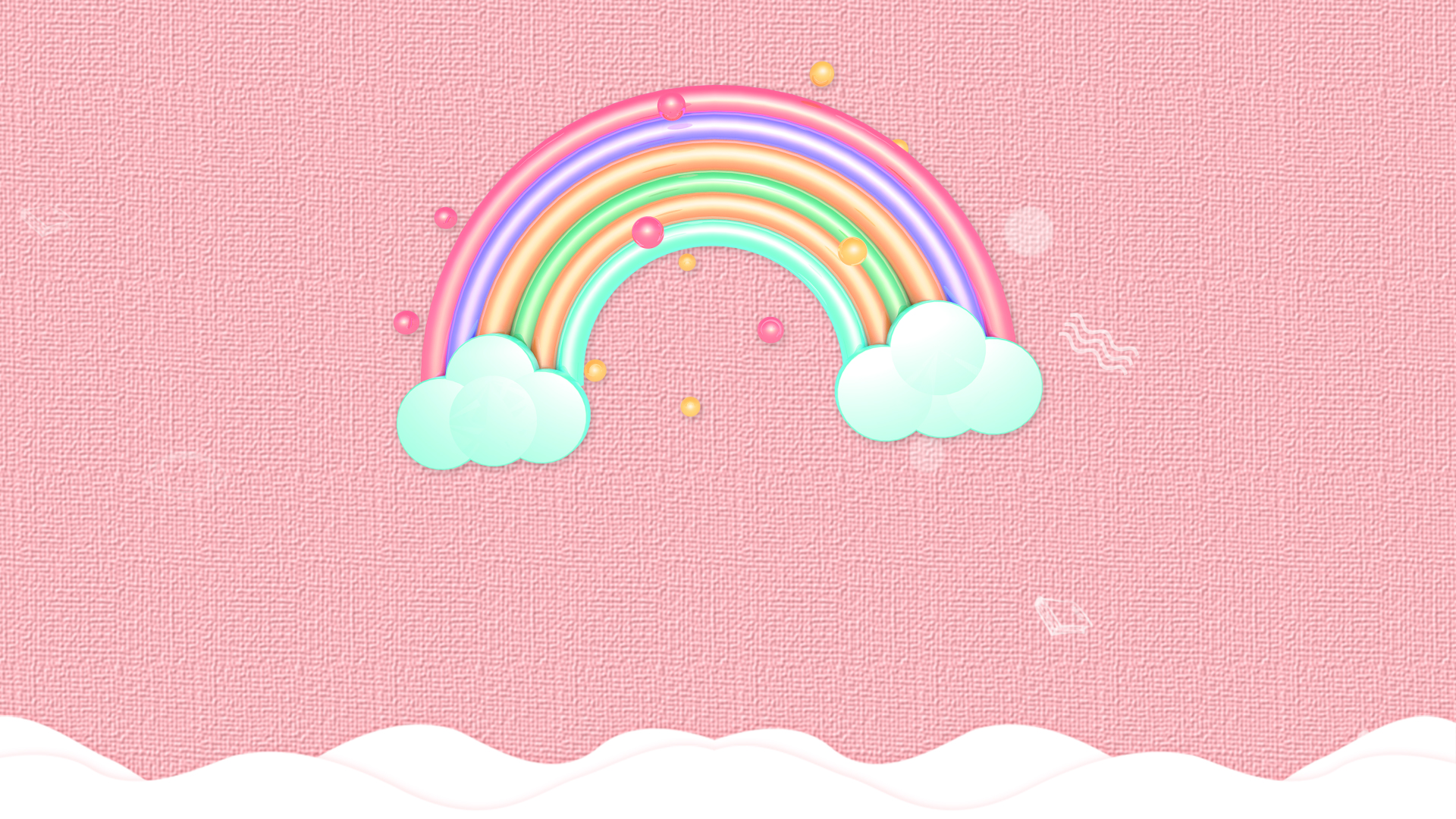 原创简约彩虹云朵粉色手绘卡通六一儿童节视频背景视频的预览图