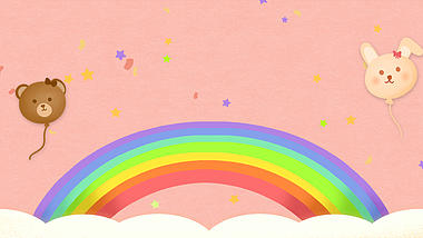 原创彩色气球彩虹粉色卡通可爱六一儿童视频背景视频的预览图