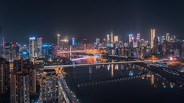 8k重庆嘉陵江两岸城市CBD夜景车流延时视频的预览图