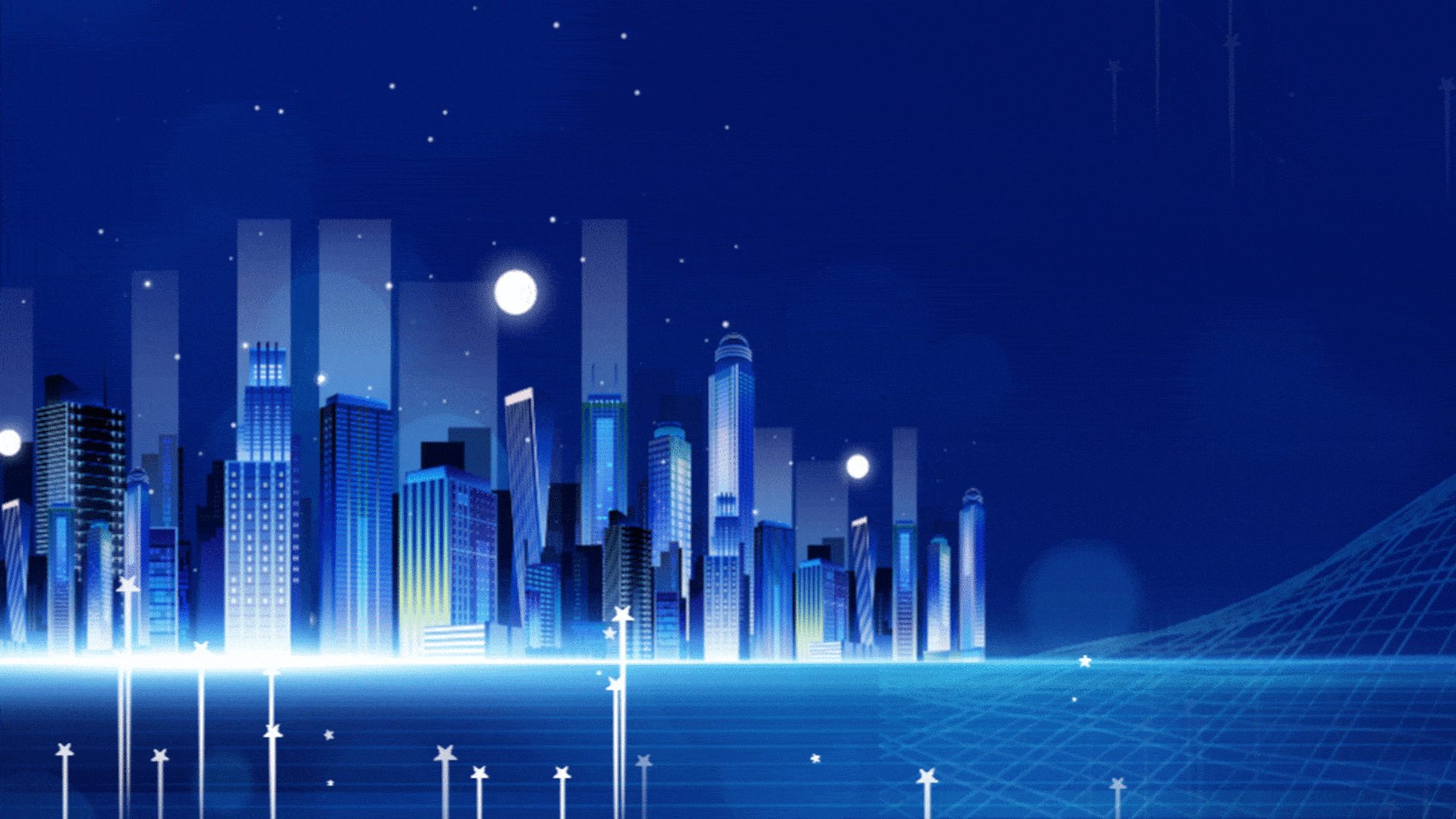 科技商务城市蓝色星光光效视频背景视频的预览图