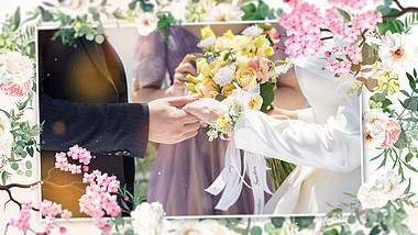 清新水彩花朵春天520情人节婚礼图文相册片头视频的预览图