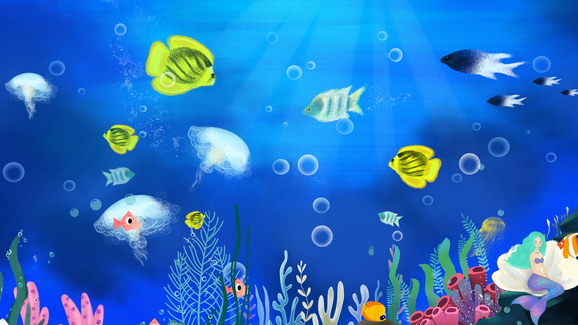 夏天海洋生物海底鱼群珊瑚礁水族馆动物世界蓝色视频背景视频的预览图