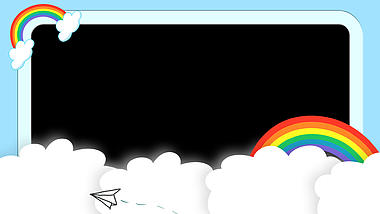 夏天蓝天白云云朵彩虹纸飞机视频边框视频的预览图