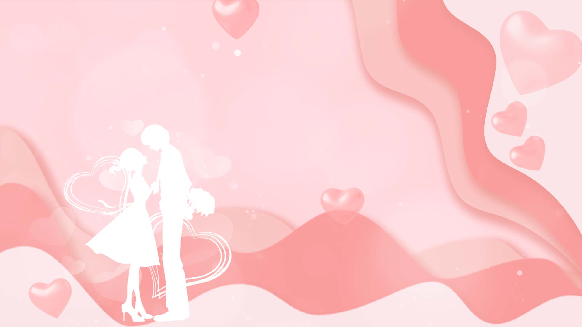 原创520情人节情侣粉色剪纸风浪漫爱心动态视频背景视频的预览图